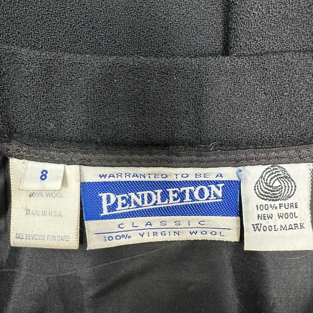 Pendleton Black Long Lined Midi 100% Virgin Wool Pencil Skirt 8